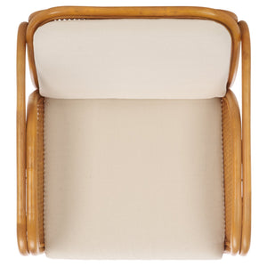 Safavieh Brauner Rattan Pole Accent Chair - Natural & White, Stylish Comfort With Rustic Charm For Your Home Natural ,White Rattan 3,4 Pole ,Fabric ,Foam ,Rattan Cwk3014a