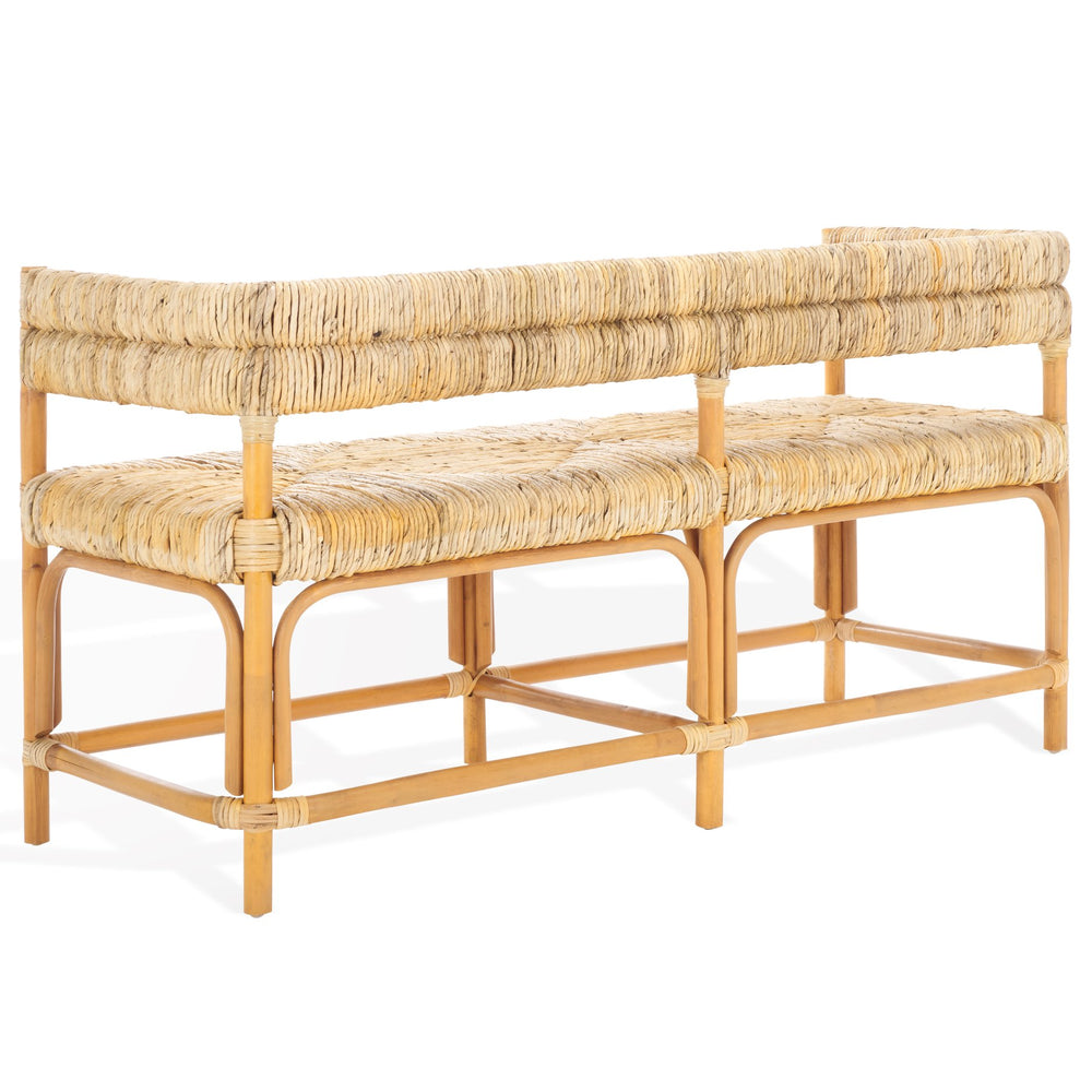 Safavieh Elexa Banana Weaving Bench - Handcrafted Natural Rattan & Banana Textile For Stylish Comfort Natural Rattan 1,2 Pole ,Banana Weaving ,Plywood Cwk3015a