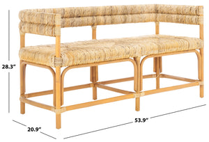 Safavieh Elexa Banana Weaving Bench - Handcrafted Natural Rattan & Banana Textile For Stylish Comfort Natural Rattan 1,2 Pole ,Banana Weaving ,Plywood Cwk3015a