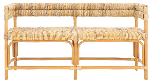 Safavieh Elexa Banana Weaving Bench - Handcrafted Natural Rattan & Banana Textile For Stylish Comfort Natural Rattan 1,2 Pole ,Banana Weaving ,Plywood Cwk3015a