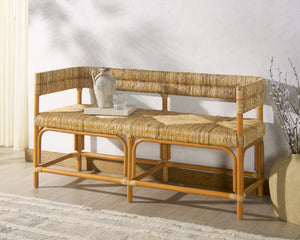 Safavieh Elexa Banana Weaving Bench - Handcrafted Natural Rattan & Banana Textile For Stylish Comfort Natural Rattan 1,2 Pole ,Banana Weaving ,Plywood Cwk3015a