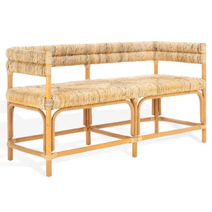 Safavieh Elexa Banana Weaving Bench - Handcrafted Natural Rattan & Banana Textile For Stylish Comfort Natural Rattan 1,2 Pole ,Banana Weaving ,Plywood Cwk3015a