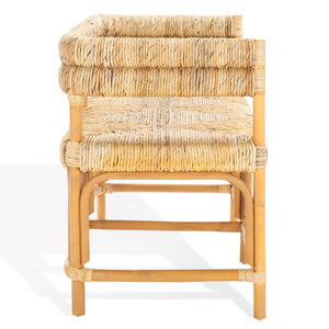Safavieh Elexa Banana Weaving Bench - Handcrafted Natural Rattan & Banana Textile For Stylish Comfort Natural Rattan 1,2 Pole ,Banana Weaving ,Plywood Cwk3015a
