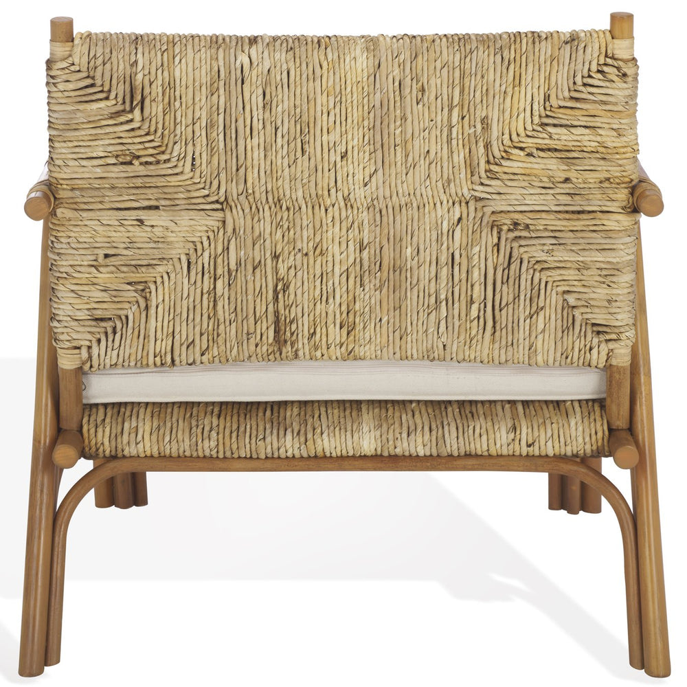 Safavieh Elexa Banana Weaving Accent Chair - Natural & White | Chic Comfort For Stylish Home Décor Spaces Natural ,White Rattan 3,4 Pole ,Fabric ,Foam ,Plywood ,Banana Weaving Cwk3016a