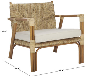 Safavieh ELEXA Banana Weaving Accent Chair - Natural & White | Stylish, Handcrafted Comfort for Any Space CWK3016A