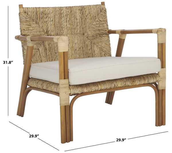 Safavieh ELEXA Banana Weaving Accent Chair - Natural & White | Stylish, Handcrafted Comfort for Any Space CWK3016A