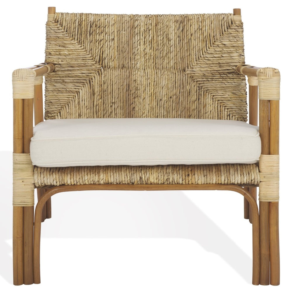 Safavieh ELEXA Banana Weaving Accent Chair - Natural & White | Stylish, Handcrafted Comfort for Any Space CWK3016A