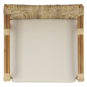 Safavieh Elexa Banana Weaving Accent Chair - Natural & White | Chic Comfort For Stylish Home Décor Spaces Natural ,White Rattan 3,4 Pole ,Fabric ,Foam ,Plywood ,Banana Weaving Cwk3016a