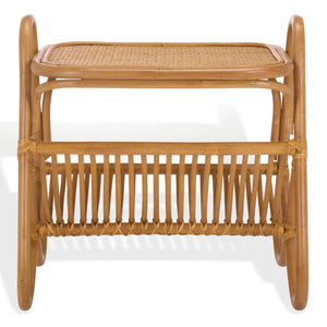 Safavieh BAYARD Rattan Accent Table with Integrated Magazine Holder - Hand-Woven Natural Design for Cozy Spaces CWK3017A
