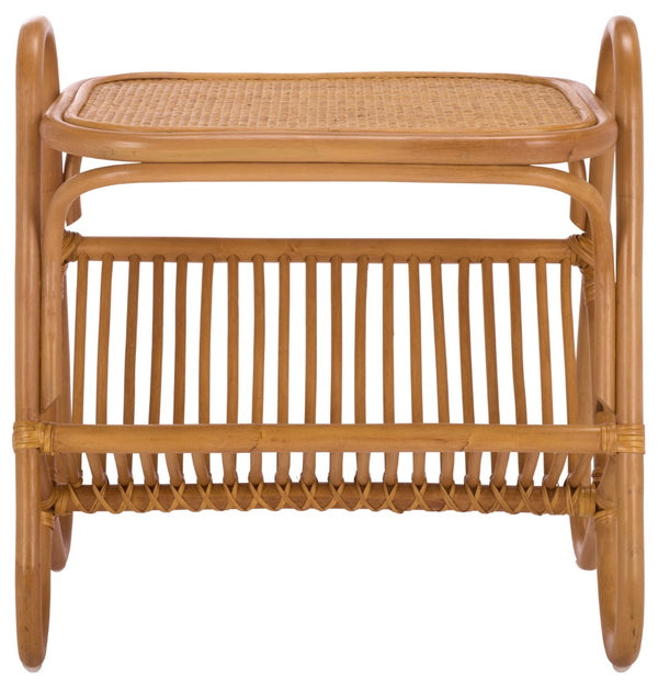 Safavieh BAYARD Rattan Accent Table with Integrated Magazine Holder - Hand-Woven Natural Design for Cozy Spaces CWK3017A