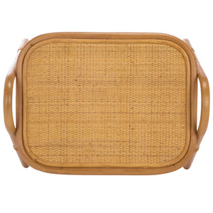Safavieh BAYARD Rattan Accent Table with Integrated Magazine Holder - Hand-Woven Natural Design for Cozy Spaces CWK3017A