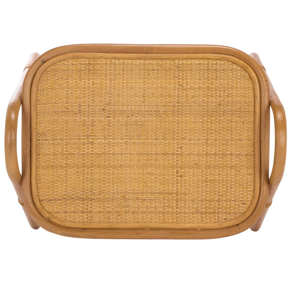 Safavieh BAYARD Rattan Accent Table with Integrated Magazine Holder - Hand-Woven Natural Design for Cozy Spaces CWK3017A