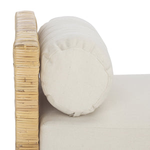 Safavieh Cryslene Teakwood Bench – Elegant Natural & White Finish, Linen Seat For Stylish Home Comfort Natural ,White Wood Cwk3018a