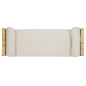 Safavieh Cryslene Teakwood Bench – Elegant Natural & White Finish, Linen Seat For Stylish Home Comfort Natural ,White Wood Cwk3018a