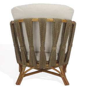 Safavieh Donatello Rattan Pole Accent Chair - Elegant Natural & White Design For Stylish Living Spaces Natural ,White Rattan 3,4 Pole ,Fabric ,Foam ,Rattan Core Cwk3019a