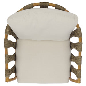 Safavieh Donatello Rattan Pole Accent Chair - Elegant Natural & White Design For Stylish Living Spaces Natural ,White Rattan 3,4 Pole ,Fabric ,Foam ,Rattan Core Cwk3019a