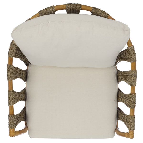 Safavieh Donatello Rattan Pole Accent Chair - Elegant Natural & White Design For Stylish Living Spaces Natural ,White Rattan 3,4 Pole ,Fabric ,Foam ,Rattan Core Cwk3019a