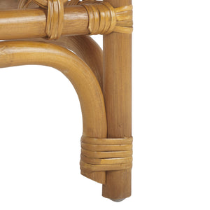 Safavieh Cherilynn Rattan Pole Ottoman - Natural & White Cushion, Elegant Comfort For Chic Living Spaces Natural ,White Rattan 3,4 Pole ,Fabric ,Foam Cwk3020a