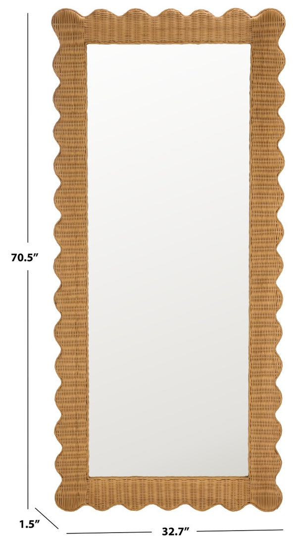 Safavieh Glendetta Woven Rattan Full Length Floor Mirror Bohemian Coastal Bedroom Entryway CWK3021A