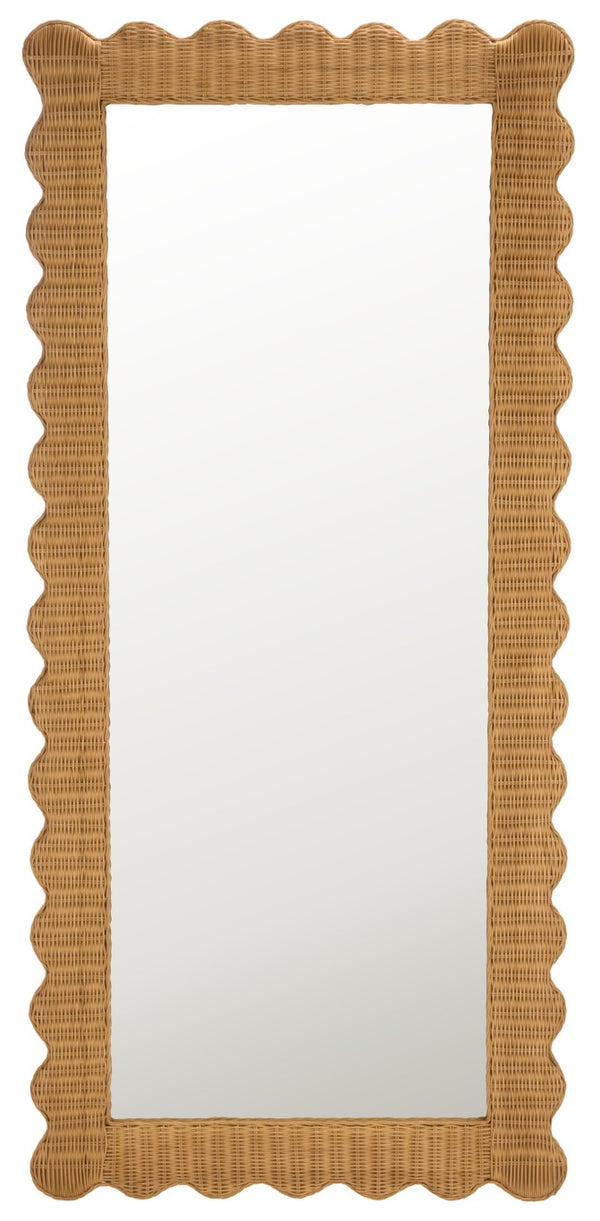 Safavieh Glendetta Woven Rattan Full Length Floor Mirror Bohemian Coastal Bedroom Entryway CWK3021A