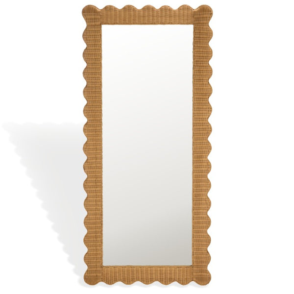 Safavieh Glendetta Woven Rattan Full Length Floor Mirror Bohemian Coastal Bedroom Entryway CWK3021A