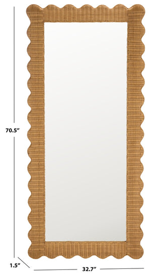 Safavieh Glendetta Woven Rattan Full Length Floor Mirror Bohemian Coastal Bedroom Entryway CWK3021A