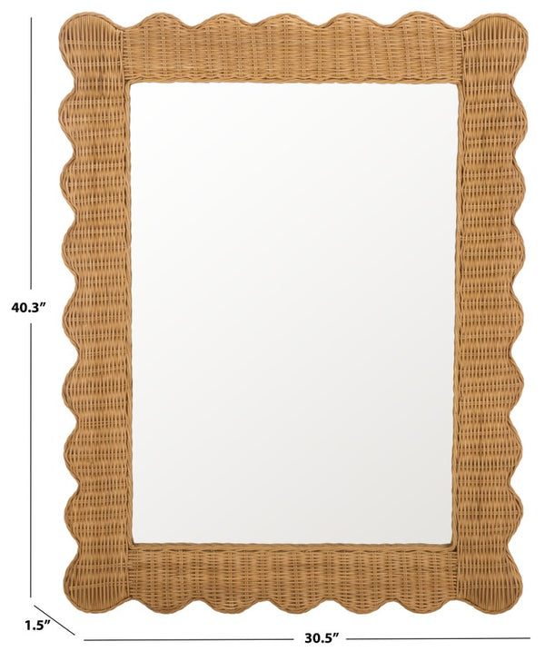 Safavieh Glendetta Woven Rattan Rectangular Wall Mirror Bohemian Natural Frame Bedroom Entryway CWK3022A