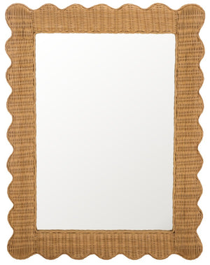 Safavieh Glendetta Woven Rattan Rectangular Wall Mirror Bohemian Natural Frame Bedroom Entryway CWK3022A