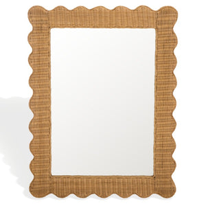 Safavieh Glendetta Woven Rattan Rectangular Wall Mirror Bohemian Natural Frame Bedroom Entryway CWK3022A