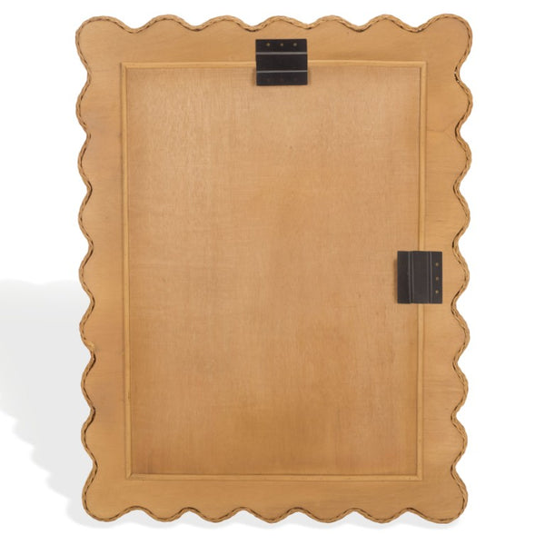 Safavieh Glendetta Woven Rattan Rectangular Wall Mirror Bohemian Natural Frame Bedroom Entryway CWK3022A