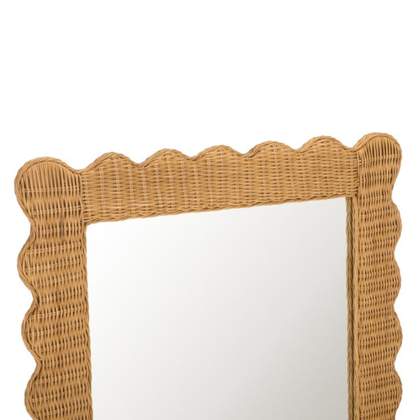 Safavieh Glendetta Woven Rattan Rectangular Wall Mirror Bohemian Natural Frame Bedroom Entryway CWK3022A