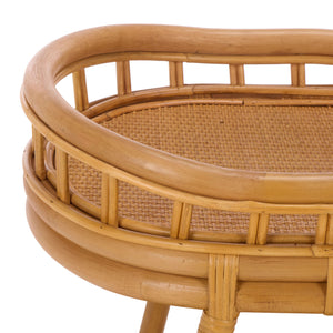Shayleen Rattan Pole 2 Shelf Accent Table — Compact Boho Side Table With Wood Shelves For Small Spaces