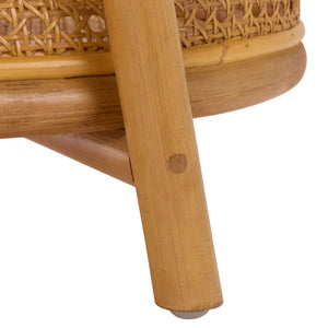 Shayleen Rattan Pole 2 Shelf Accent Table — Compact Boho Side Table With Wood Shelves For Small Spaces
