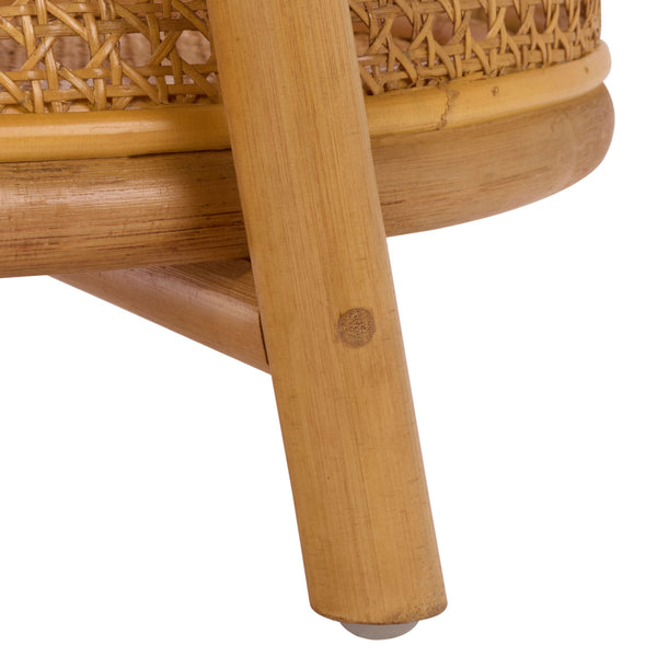 Shayleen Rattan Pole 2 Shelf Accent Table — Compact Boho Side Table With Wood Shelves For Small Spaces