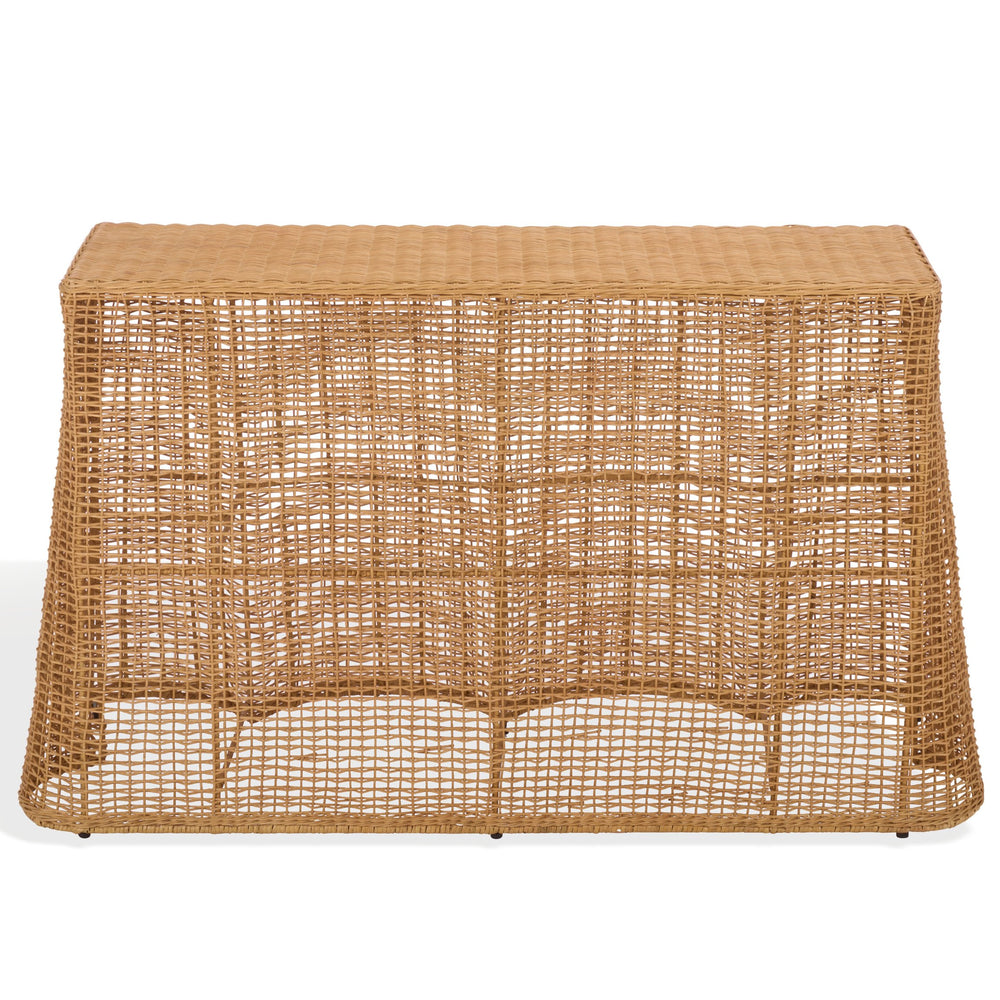 Jilliette Rattan Console Table — Handcrafted Wood & Metal Frame, Fitrit Accents, Coastal Chic Appeal