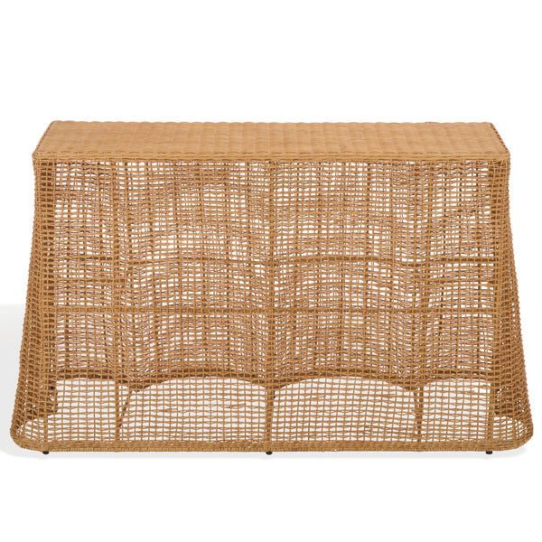 Jilliette Rattan Console Table — Handcrafted Wood & Metal Frame, Fitrit Accents, Coastal Chic Appeal