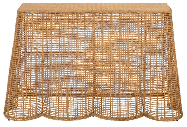 Jilliette Rattan Console Table — Handcrafted Wood & Metal Frame, Fitrit Accents, Coastal Chic Appeal