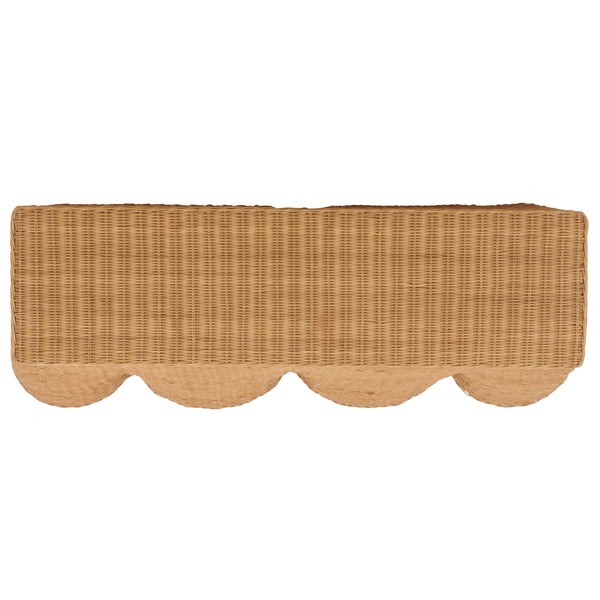 Jilliette Rattan Console Table — Handcrafted Wood & Metal Frame, Fitrit Accents, Coastal Chic Appeal