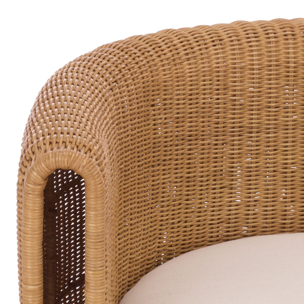 O'reilly Rattan Accent Chair — Lightweight Woven Rattan With Metal Frame, Foam-Padded Seat, Coastal Chic Comfort
