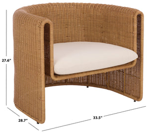 O'reilly Rattan Accent Chair — Lightweight Woven Rattan With Metal Frame, Foam-Padded Seat, Coastal Chic Comfort