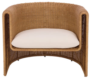 O'reilly Rattan Accent Chair — Lightweight Woven Rattan With Metal Frame, Foam-Padded Seat, Coastal Chic Comfort