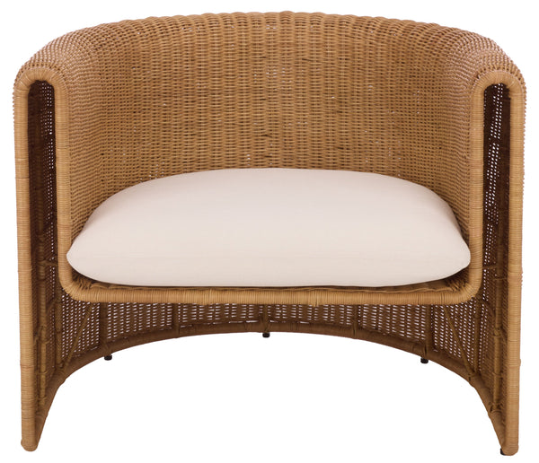 O'reilly Rattan Accent Chair — Lightweight Woven Rattan With Metal Frame, Foam-Padded Seat, Coastal Chic Comfort