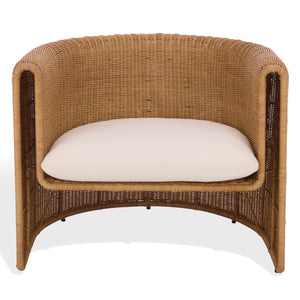 O'reilly Rattan Accent Chair — Lightweight Woven Rattan With Metal Frame, Foam-Padded Seat, Coastal Chic Comfort