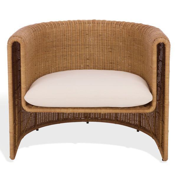 O'reilly Rattan Accent Chair — Lightweight Woven Rattan With Metal Frame, Foam-Padded Seat, Coastal Chic Comfort