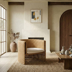 O'reilly Rattan Accent Chair — Lightweight Woven Rattan With Metal Frame, Foam-Padded Seat, Coastal Chic Comfort