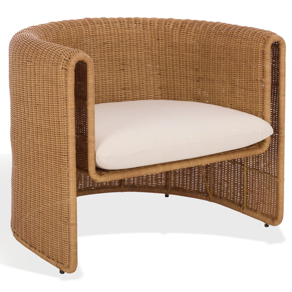 O'reilly Rattan Accent Chair — Lightweight Woven Rattan With Metal Frame, Foam-Padded Seat, Coastal Chic Comfort