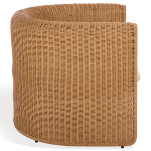 O'reilly Rattan Accent Chair — Lightweight Woven Rattan With Metal Frame, Foam-Padded Seat, Coastal Chic Comfort