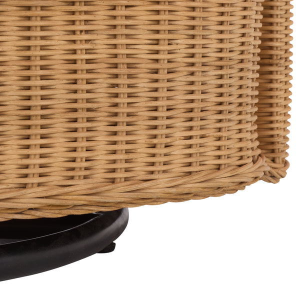 Leanna Rattan Swivel Chair With Handwoven Rattan, Powder‑Coated Metal Frame And Plush Cushion For Cozy Accent Seating