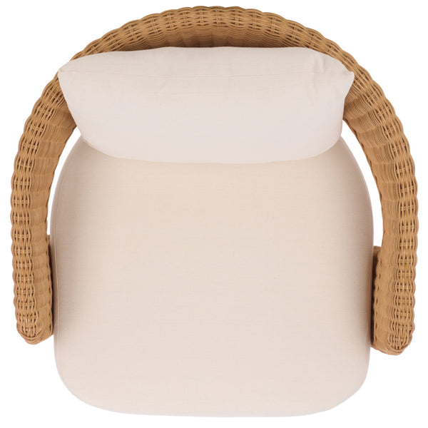 Leanna Rattan Swivel Chair With Handwoven Rattan, Powder‑Coated Metal Frame And Plush Cushion For Cozy Accent Seating
