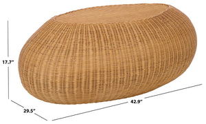 O'reilly Rattan Oval Coffee Table — Handwoven Rattan Frame, Sculptural Design, Coastal-Friendly Living Piece